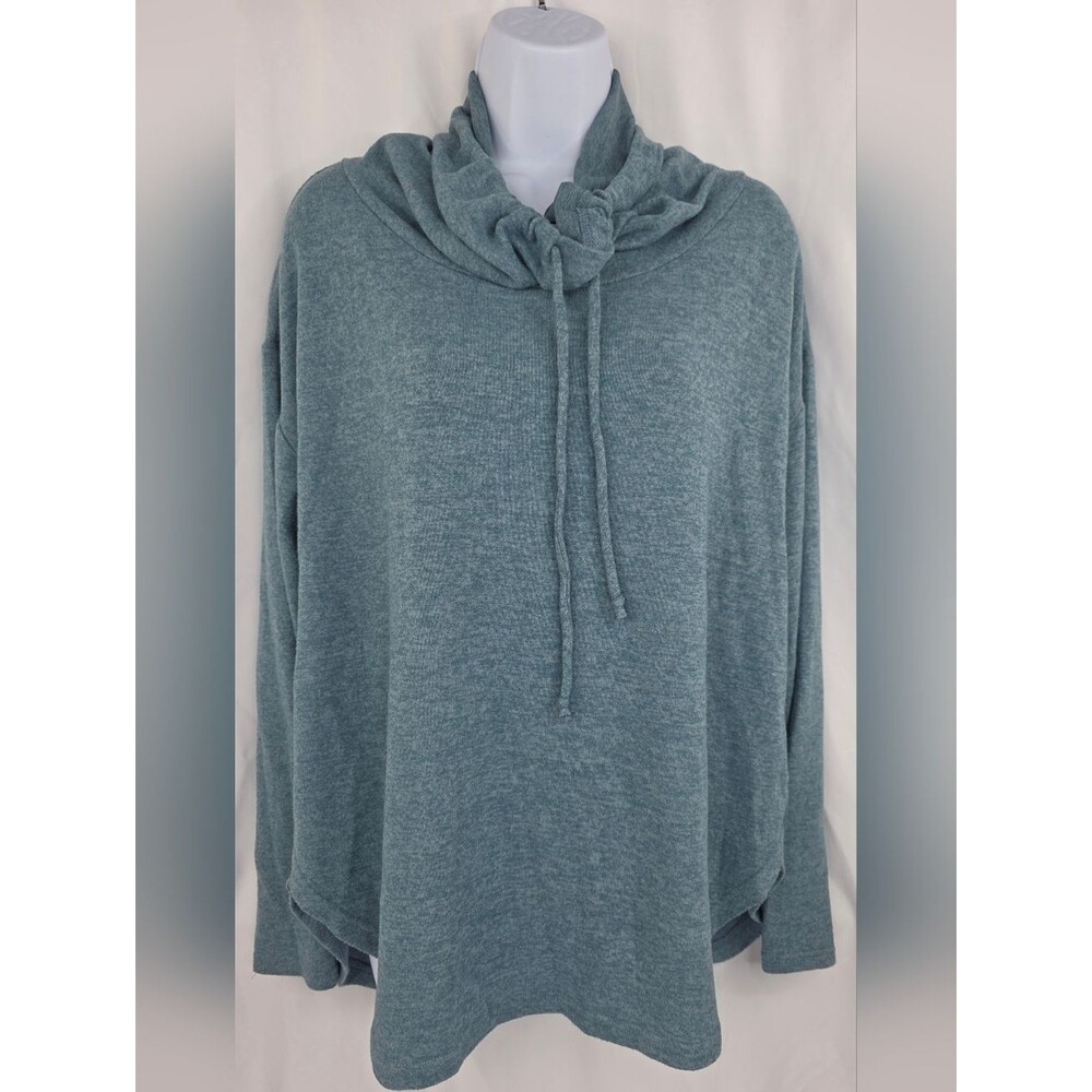 PrAna Women's Cozy Yoga Cowl Neck Pullover Sweater Blue Size Large Ai-3489